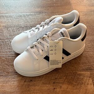 Adidas Kids White Sneakers with Black Accents